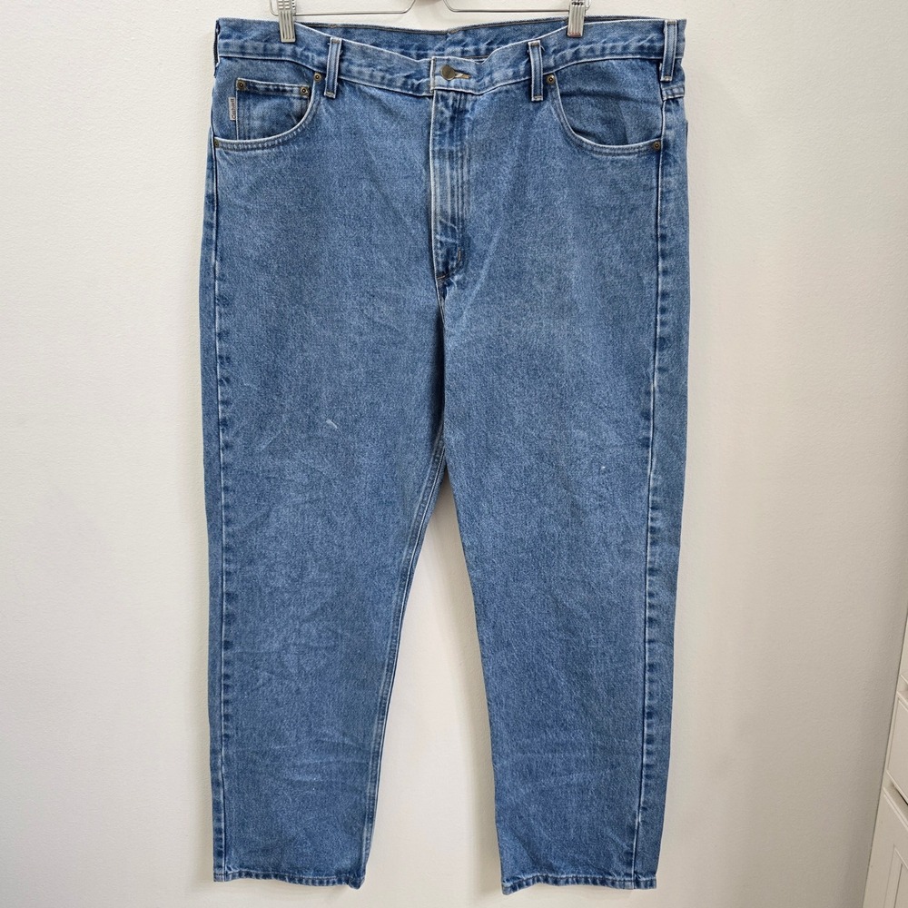 Carhartt B180 STW Traditional Fit Jeans Men 42x34 Stonewash Blue Cotton Workwear